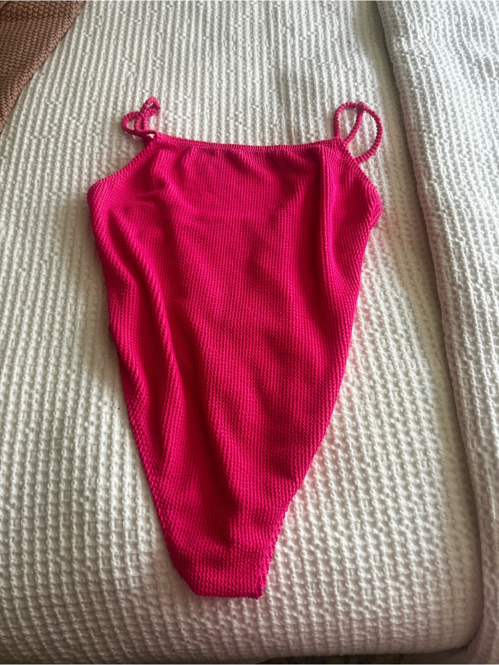 Skatie hot pink scrunch Textured One-Piece Swimsuit
